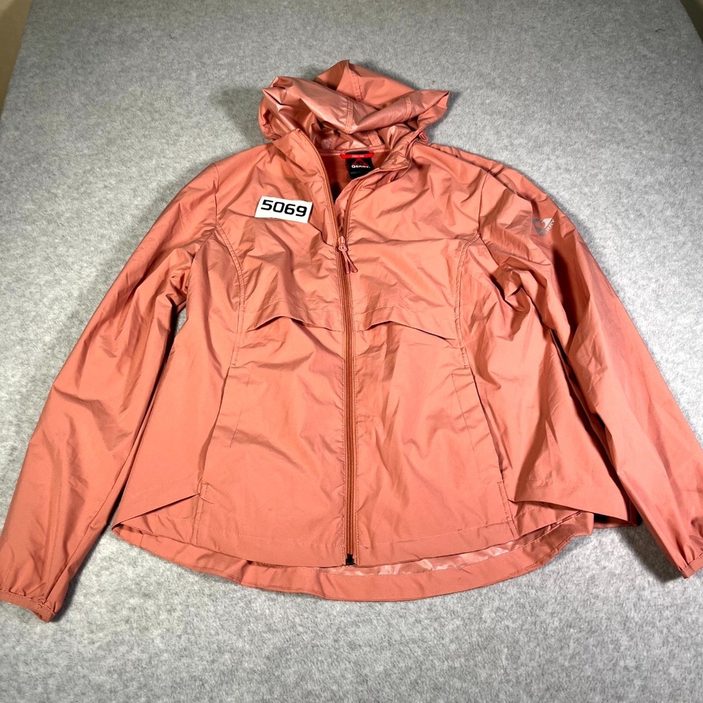 Gerry Jacket Womens XL Coral Full Zip Windbreaker Hooded Vented‎ Smocked Back